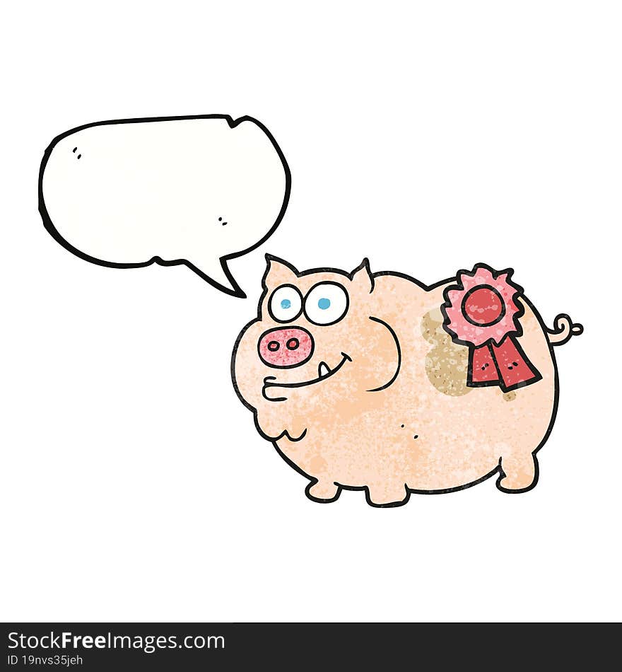 speech bubble textured cartoon prize winning pig