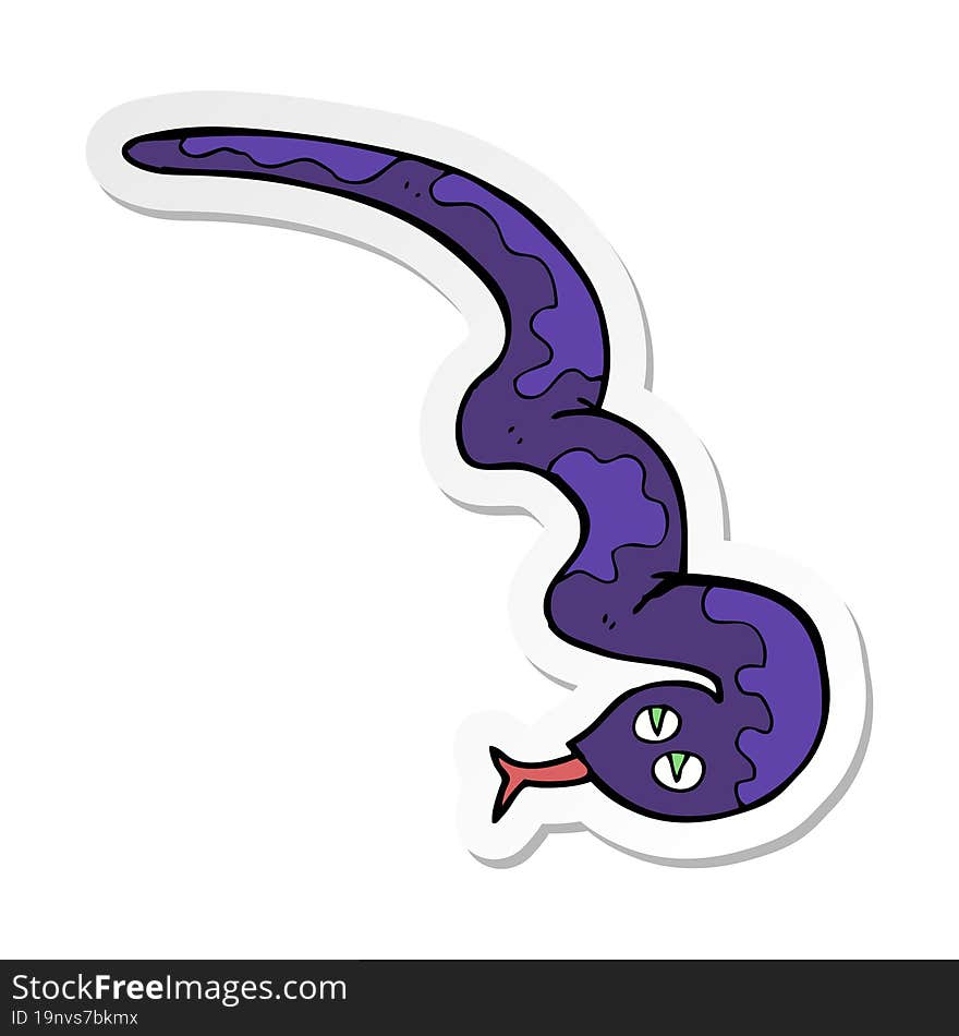 Sticker Of A Cartoon Hissing Snake