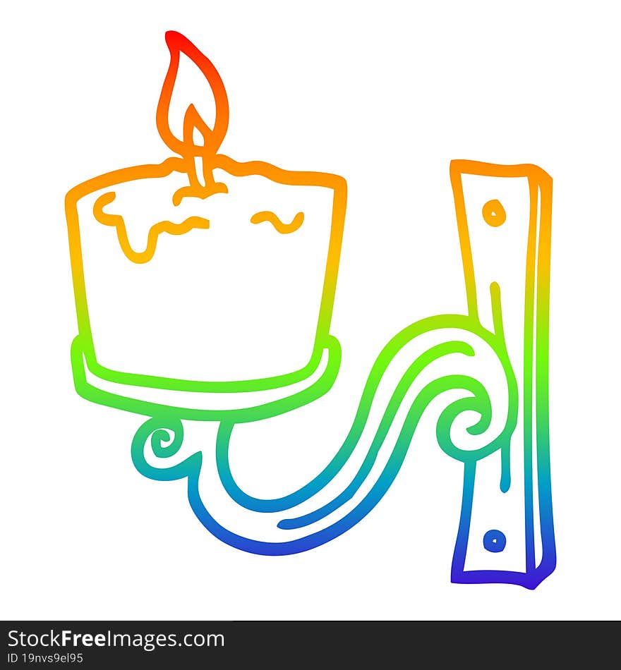 Rainbow Gradient Line Drawing Cartoon Old Candle Holder