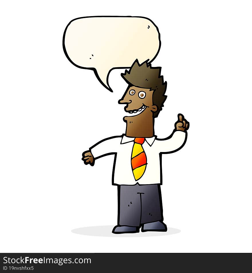 cartoon man with good idea with speech bubble