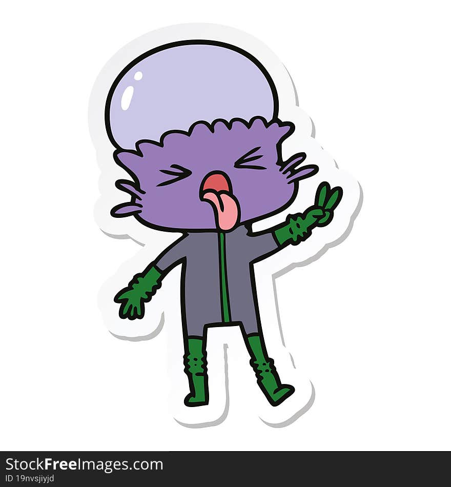 sticker of a weird cartoon alien