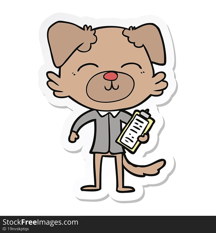 sticker of a cartoon dog manager