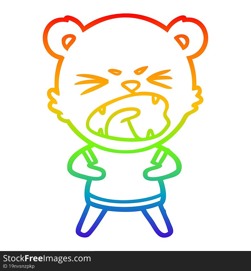 rainbow gradient line drawing angry cartoon bear