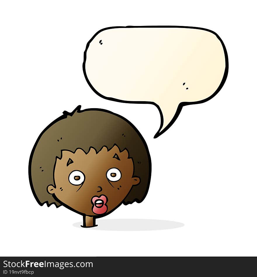 cartoon shocked woman with speech bubble