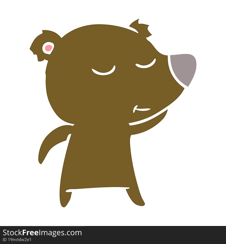 happy flat color style cartoon bear