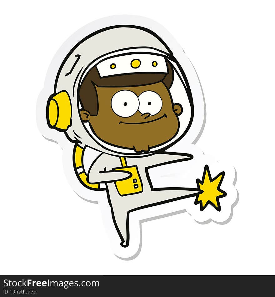 sticker of a happy astronaut cartoon