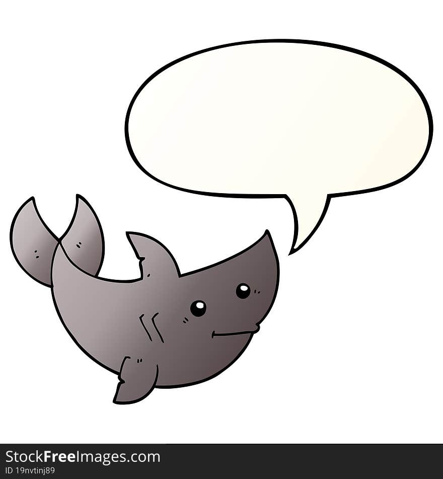 Cartoon Shark And Speech Bubble In Smooth Gradient Style