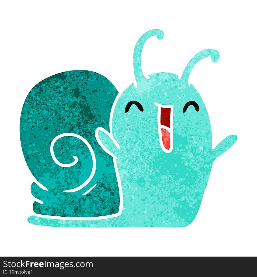 retro cartoon kawaii happy cute snail