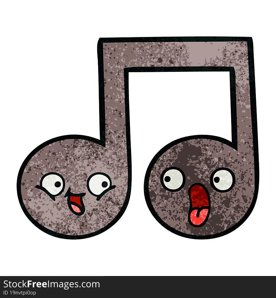 retro grunge texture cartoon of a musical note