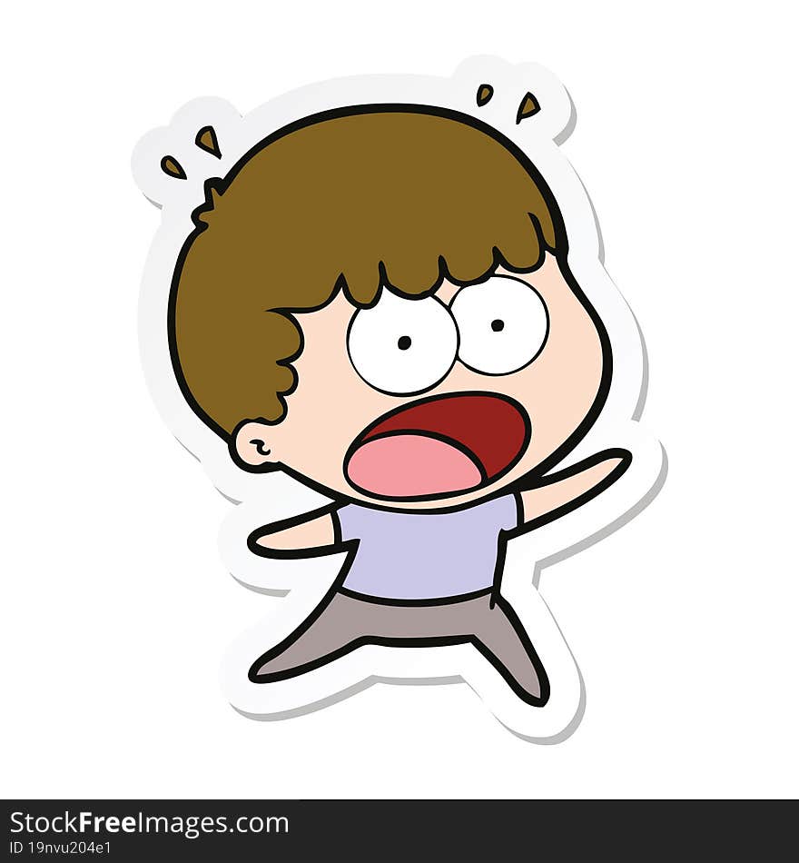 sticker of a cartoon shocked man