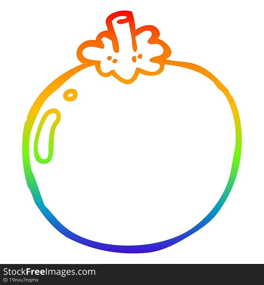 Rainbow Gradient Line Drawing Cartoon Tomato