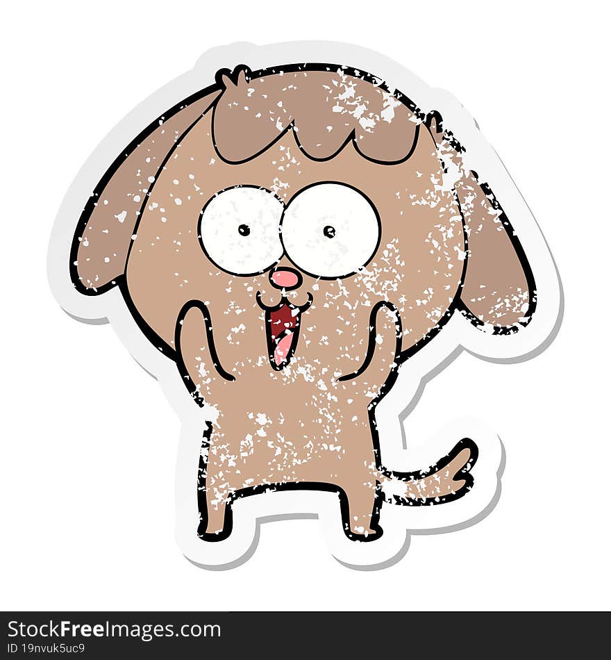 distressed sticker of a cute cartoon dog