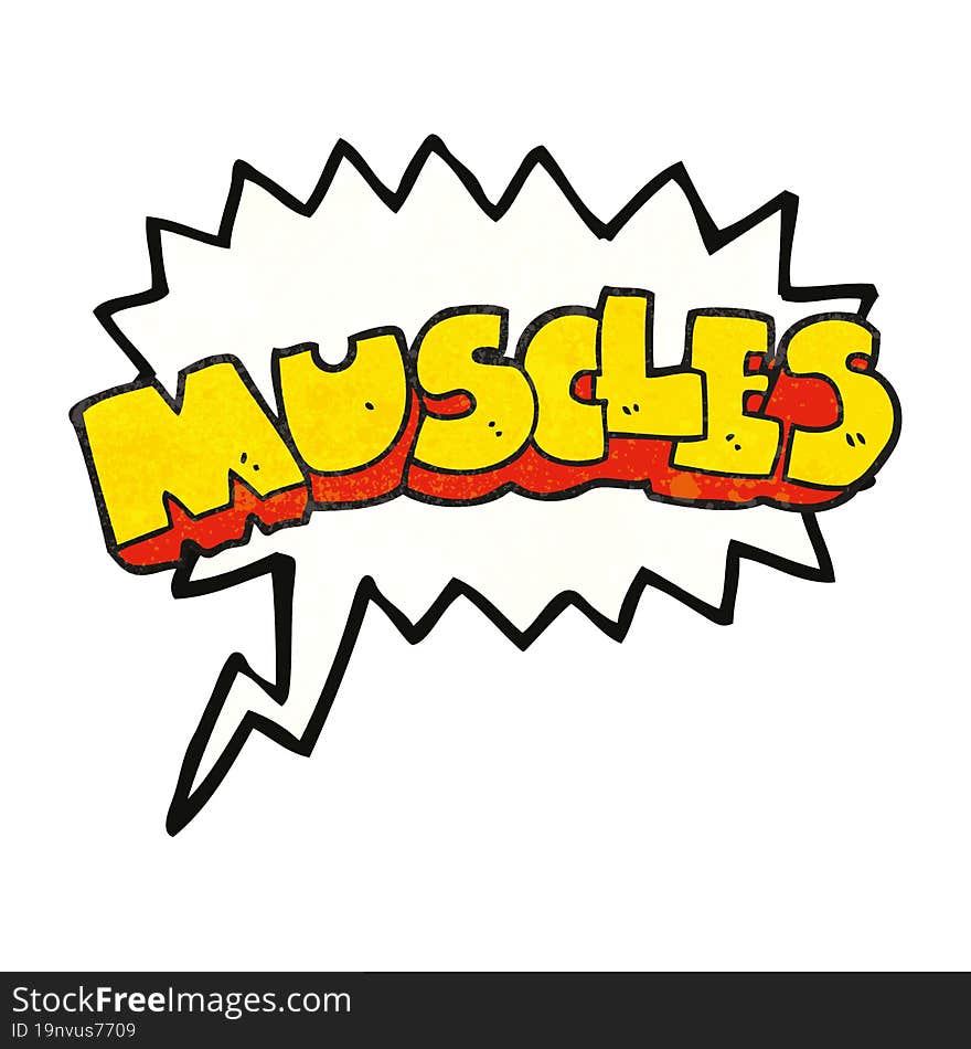 freehand speech bubble textured cartoon muscles symbol