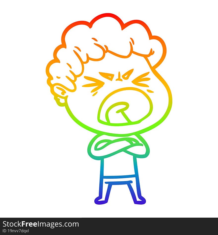 rainbow gradient line drawing cartoon furious man