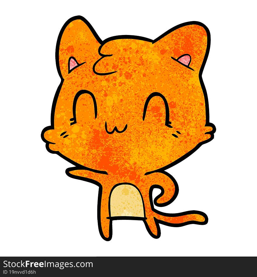 cartoon happy cat pointing. cartoon happy cat pointing