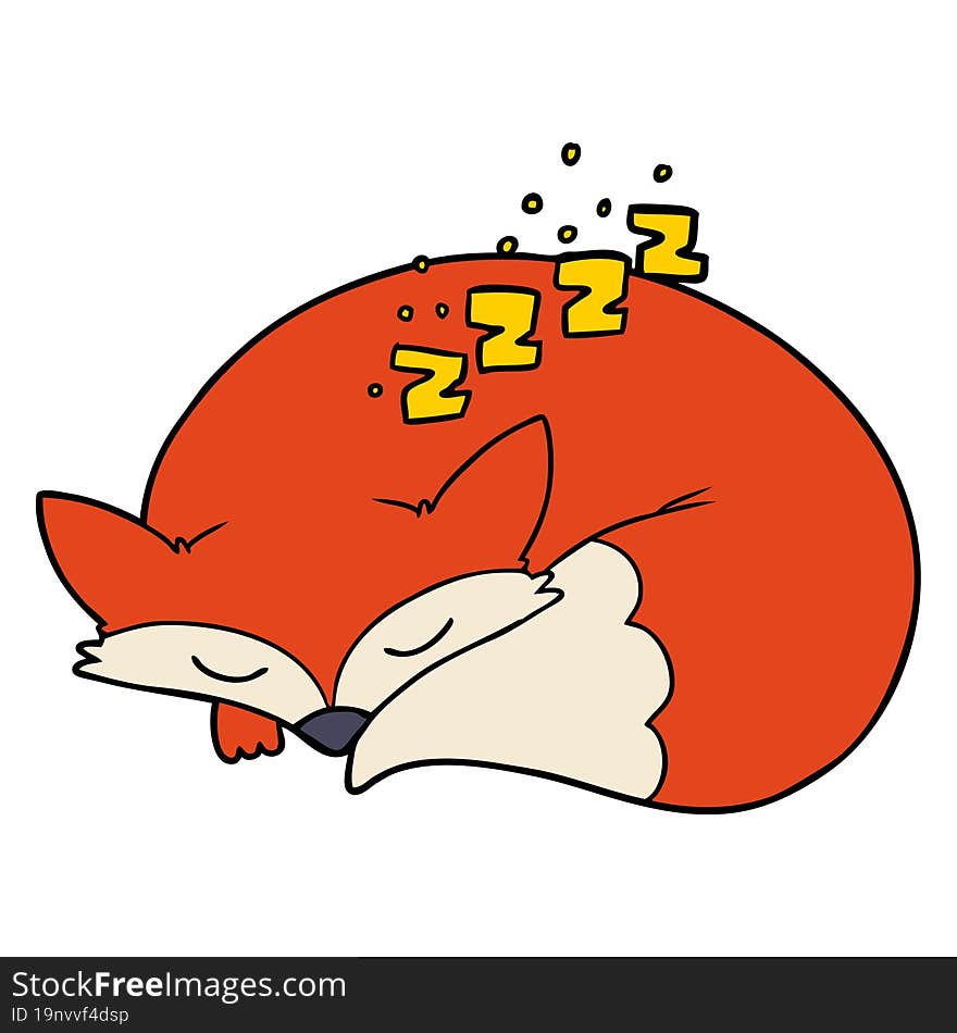 cartoon sleeping fox. cartoon sleeping fox