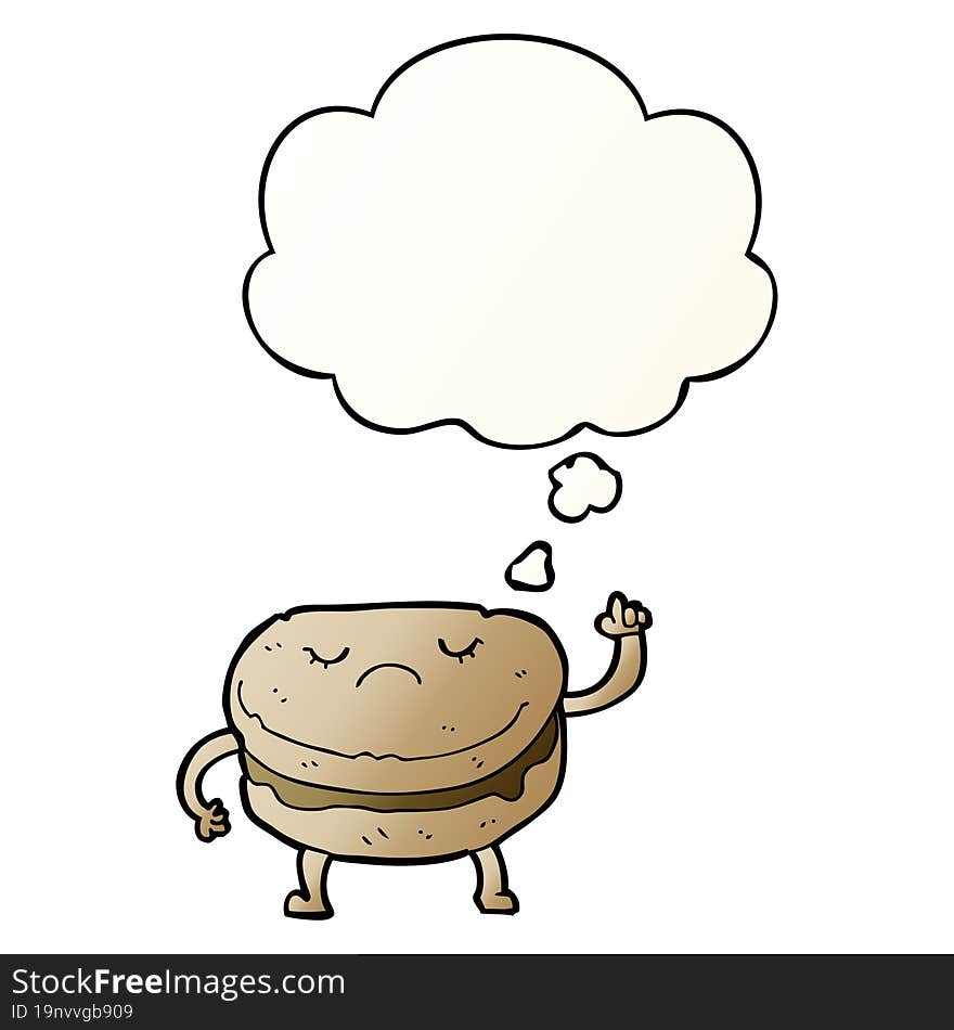 cartoon biscuit and thought bubble in smooth gradient style