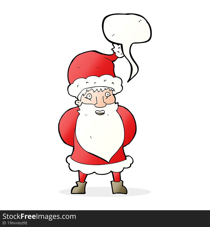 cartoon santa claus with speech bubble