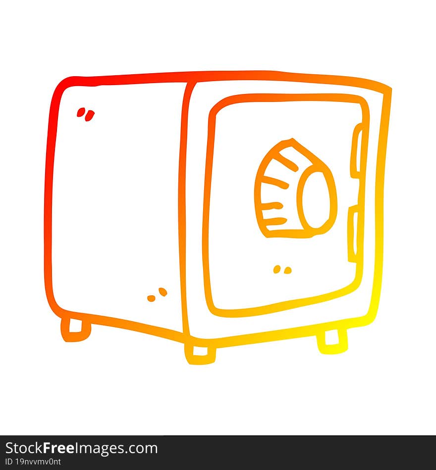 warm gradient line drawing of a cartoon locked safe