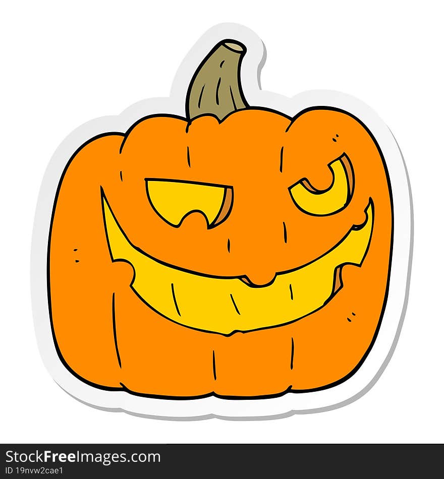 sticker of a cartoon halloween pumpkin