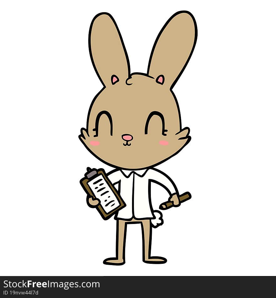 cute cartoon rabbit with clipboard. cute cartoon rabbit with clipboard