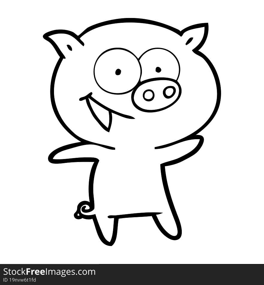 cheerful pig cartoon. cheerful pig cartoon