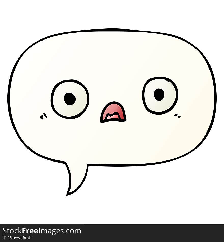 Cute Cartoon Face And Speech Bubble In Smooth Gradient Style