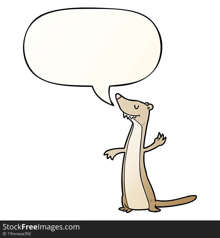 cartoon weasel and speech bubble in smooth gradient style