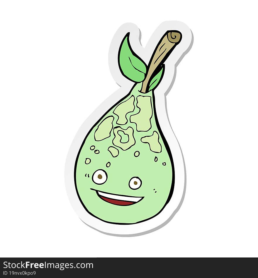 sticker of a happy pear cartoon