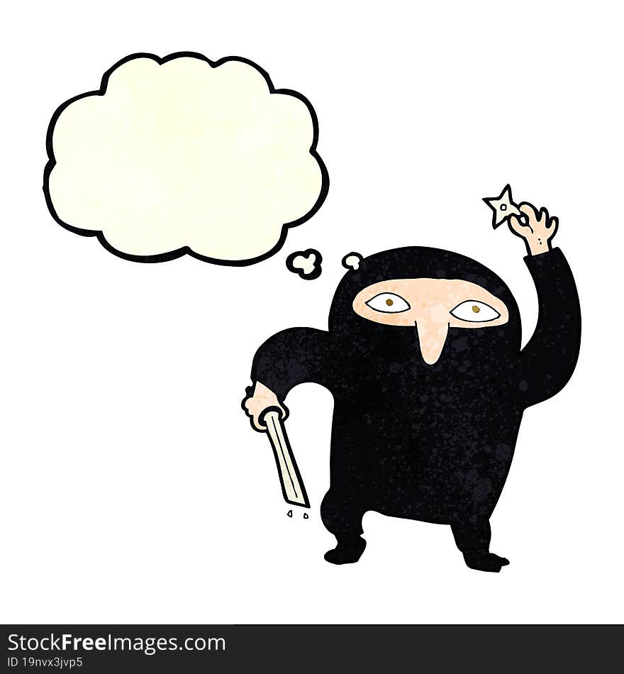 cartoon ninja with thought bubble