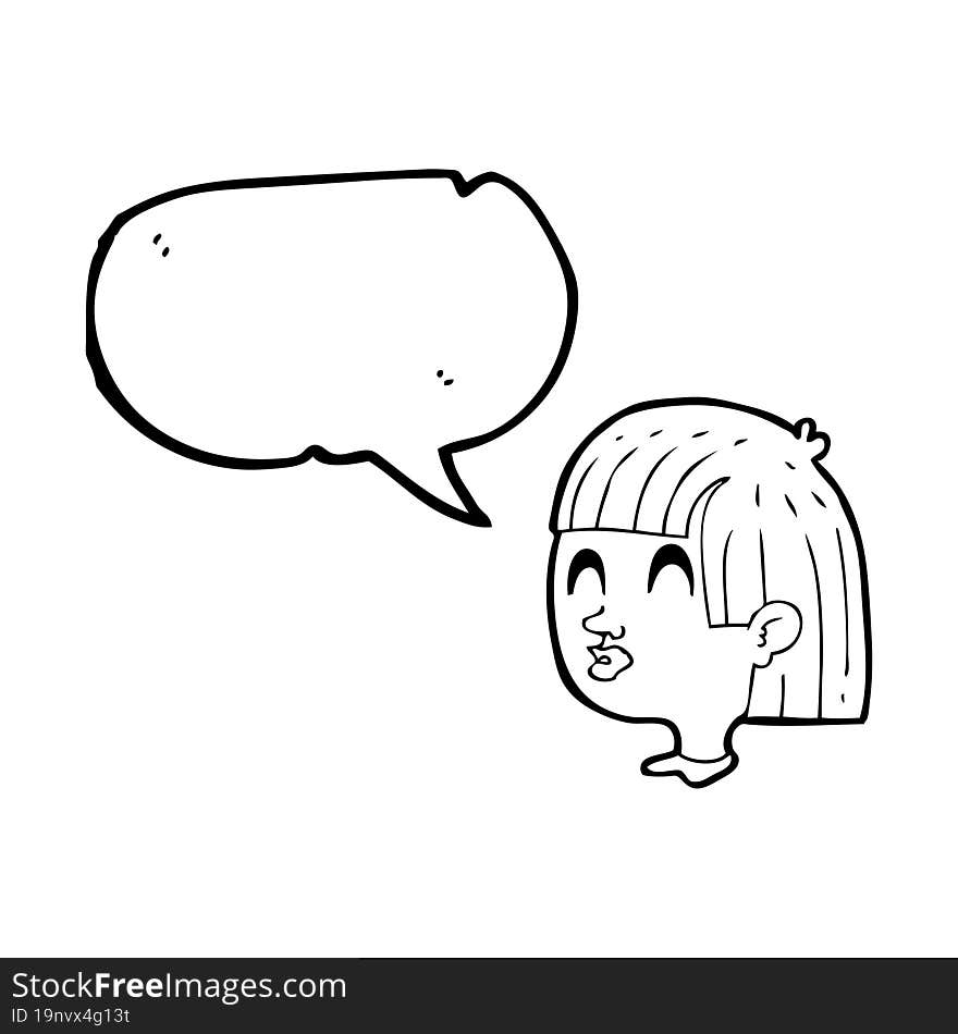 Speech Bubble Cartoon Female Face