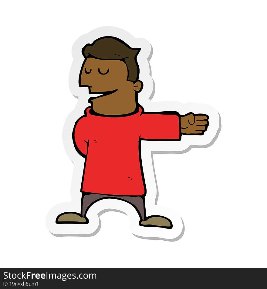 Sticker Of A Cartoon Man Gesturing Direction