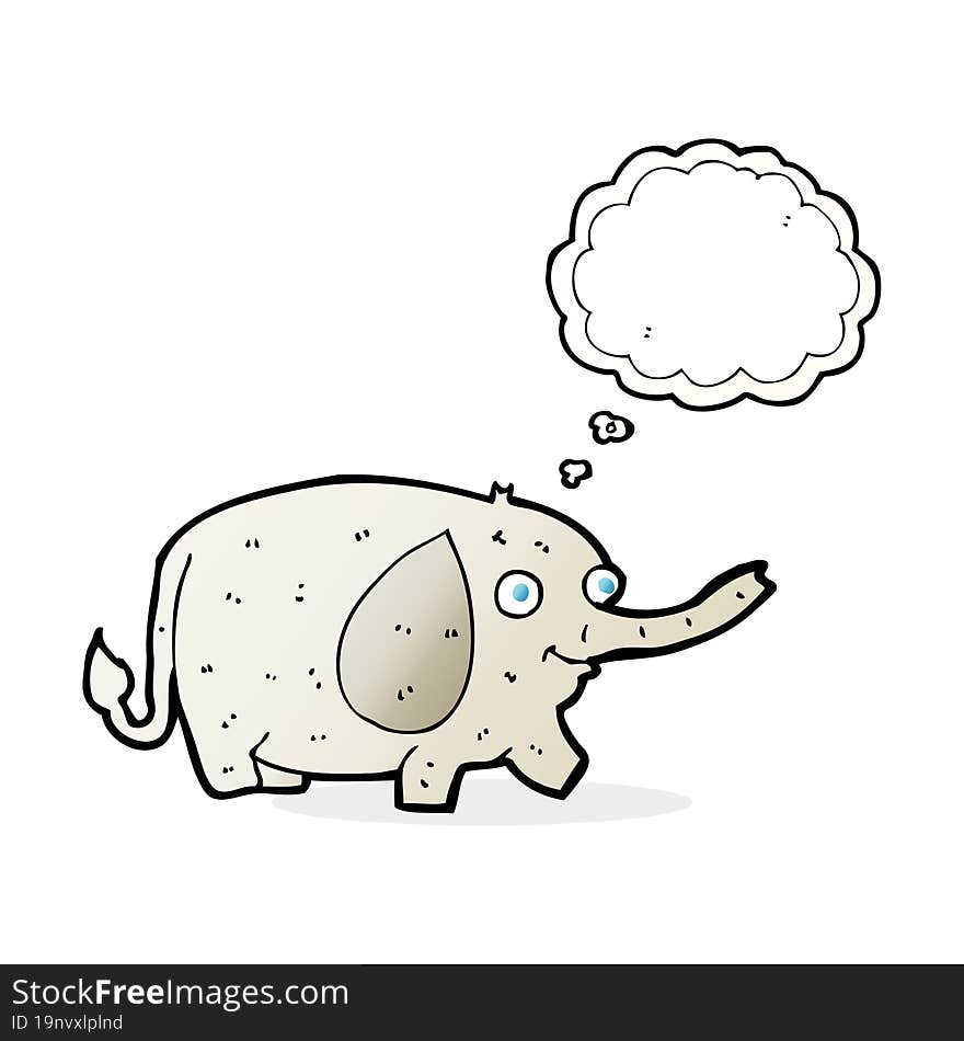 cartoon funny little elephant with thought bubble