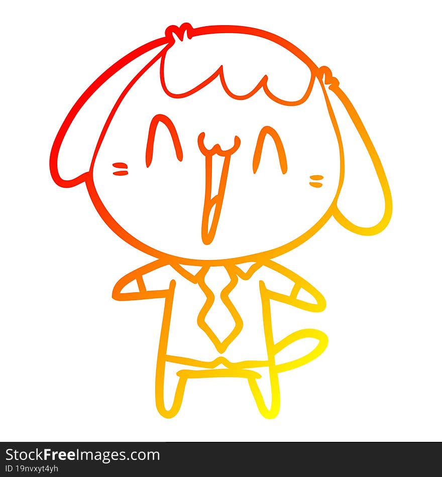 Warm Gradient Line Drawing Cute Cartoon Dog