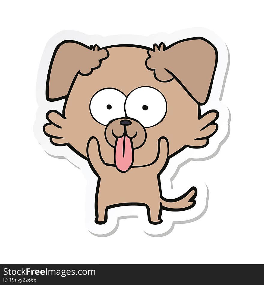 sticker of a cartoon dog with tongue sticking out