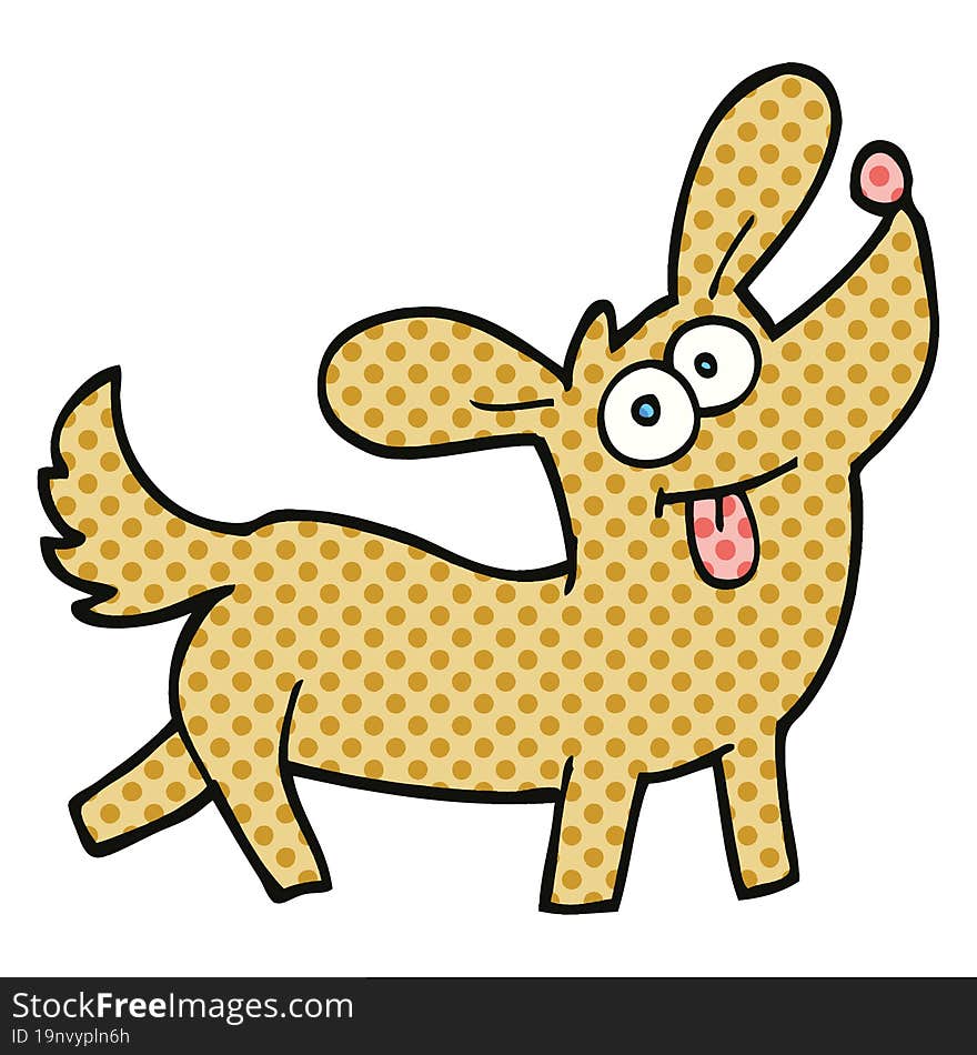 comic book style cartoon happy dog