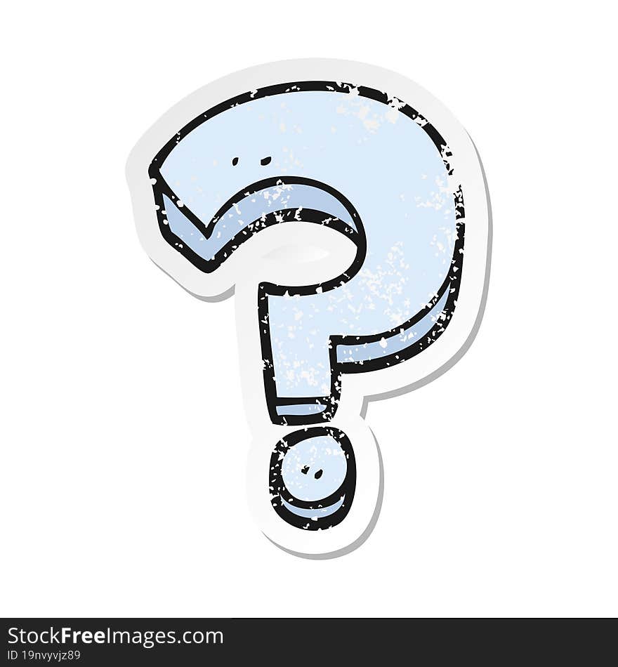 retro distressed sticker of a cartoon question mark