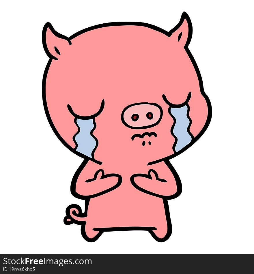 cartoon pig crying. cartoon pig crying