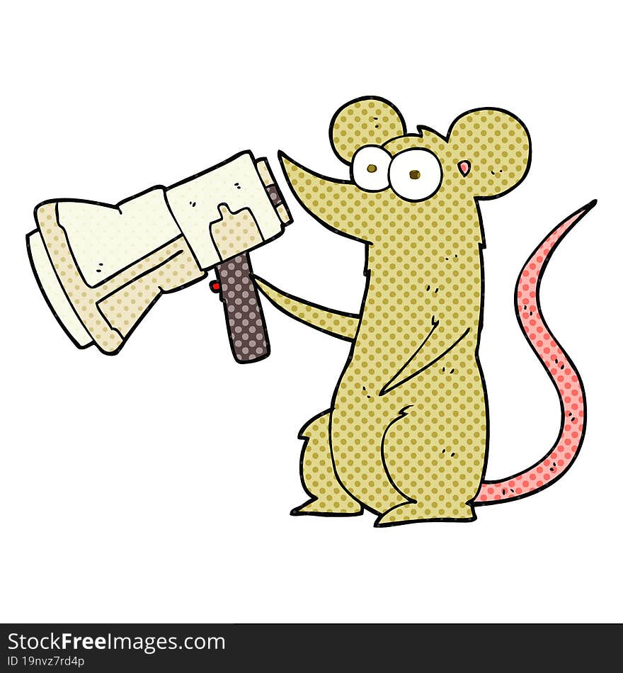 comic book style cartoon mouse with megaphone