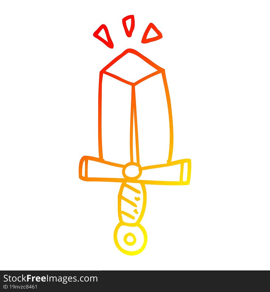 warm gradient line drawing cartoon sword