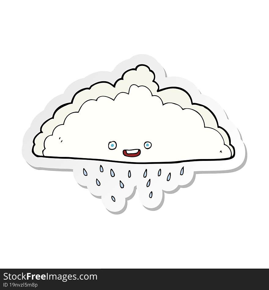 sticker of a cartoon rain cloud