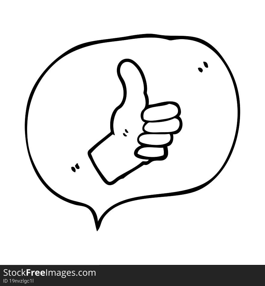 speech bubble cartoon thumbs up sign