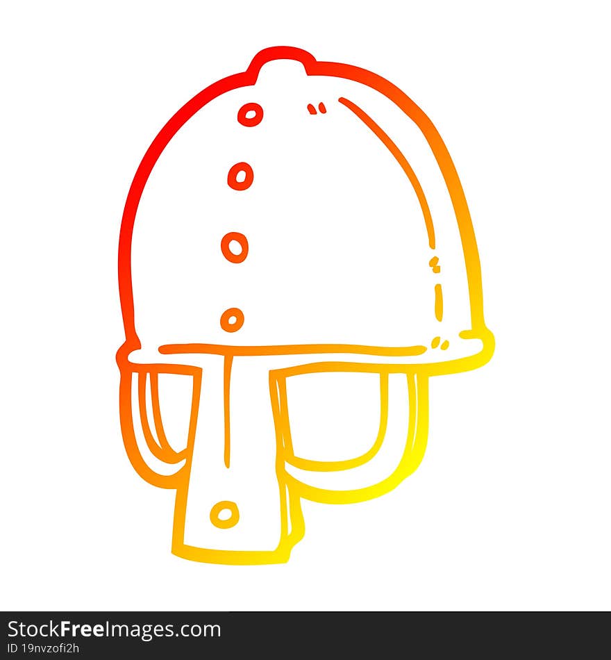 warm gradient line drawing cartoon medieval helmet