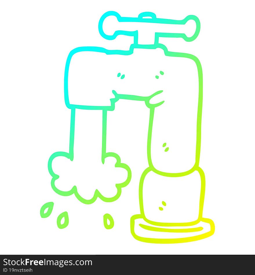 Cold Gradient Line Drawing Cartoon Pouring Faucet