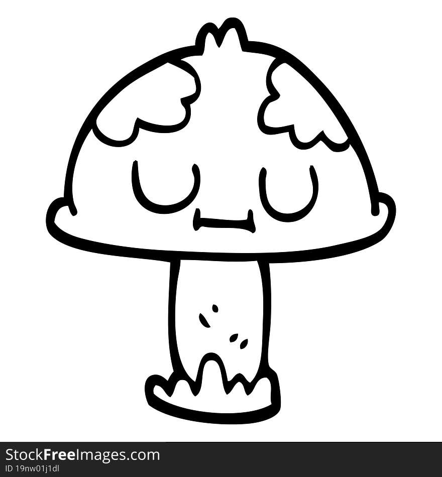 Line Drawing Cartoon Poisonous Toadstool