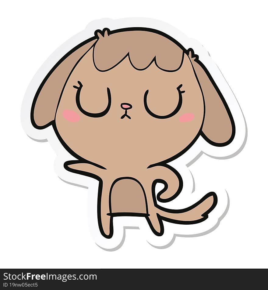 Sticker Of A Cute Cartoon Dog