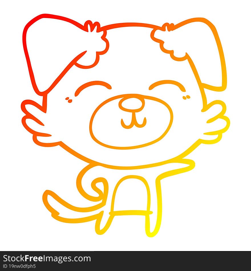 warm gradient line drawing cartoon dog pointing