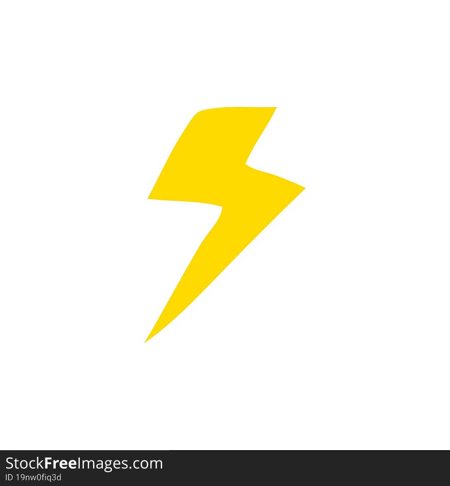 Flat Color Style Cartoon Lightning Bolt