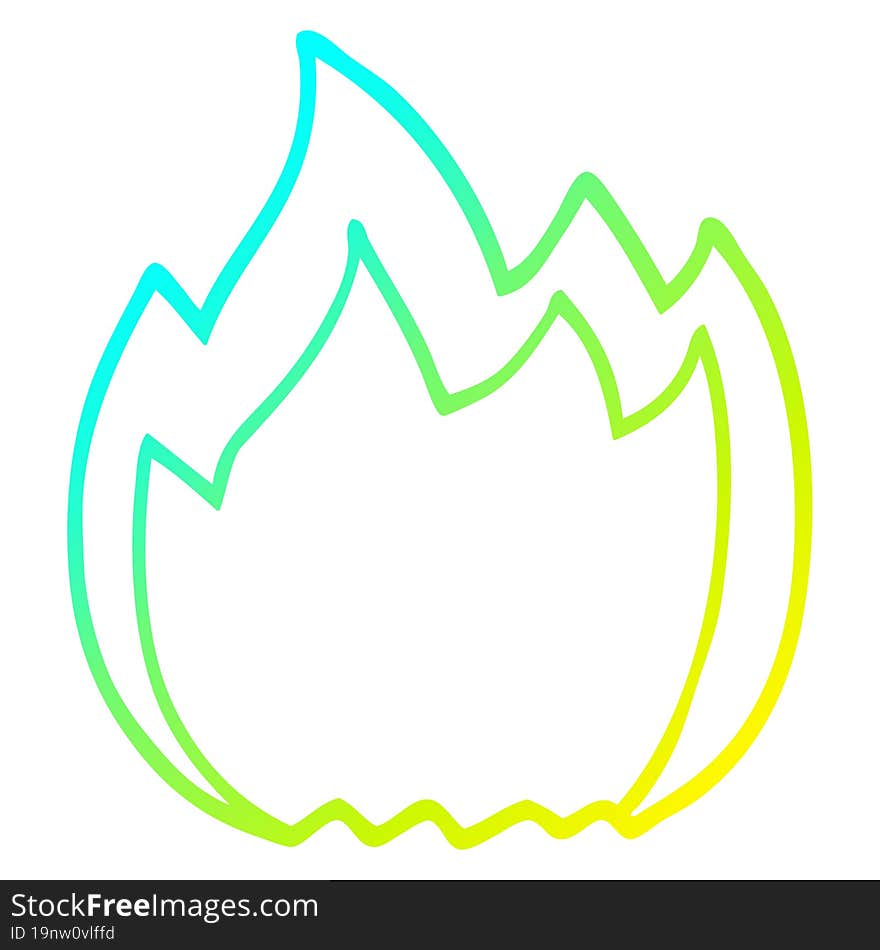 cold gradient line drawing cartoon open flame