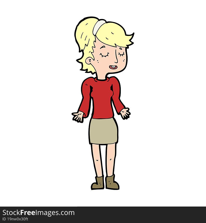 Cartoon Woman Shrugging Shoulders